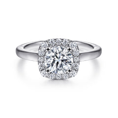 Round Lab-Grown Diamond Cushion Halo Engagement Ring thumbnail 1