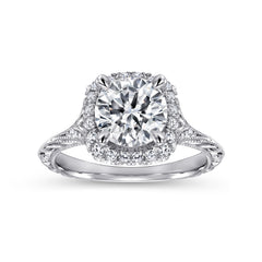 Vintage Round Halo Diamond Engagement Ring thumbnail 5