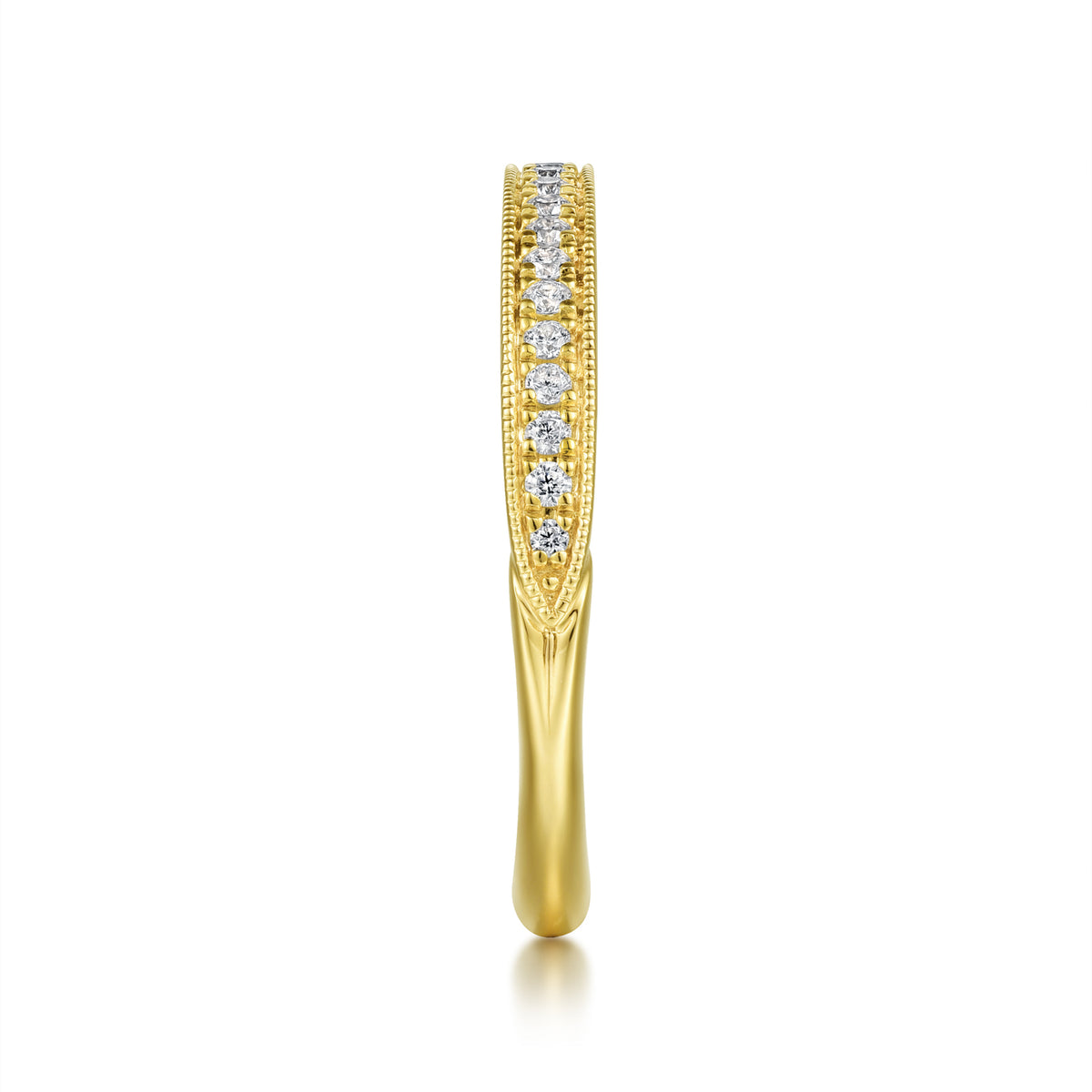 14K Yellow Gold Diamond Matching Wedding Band - View 5