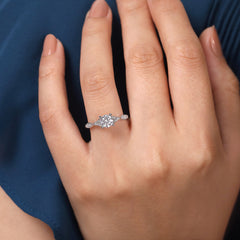 14K White Gold Split Shank Round Diamond Engagement Ring thumbnail 6