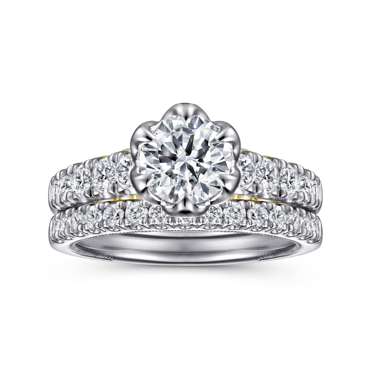 14K White Gold Diamond Matching Wedding Band - View 4