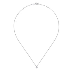 14K White Gold Diamond Cluster Pendant Necklace thumbnail 2