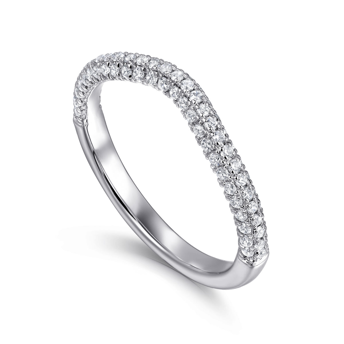 14K White Gold Diamond Wedding Band - View 3