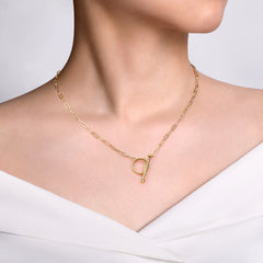14K Yellow Gold Chain Necklace with Toggle thumbnail 3
