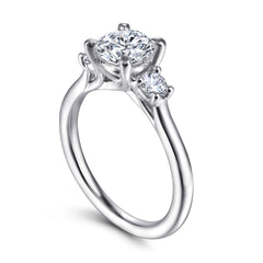 Classic 14K Gold Round Three Stone Diamond Engagement Ring thumbnail 3