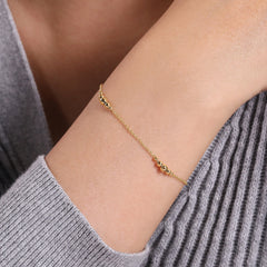 14K Yellow Gold Beaded Stations Bracelet thumbnail 3