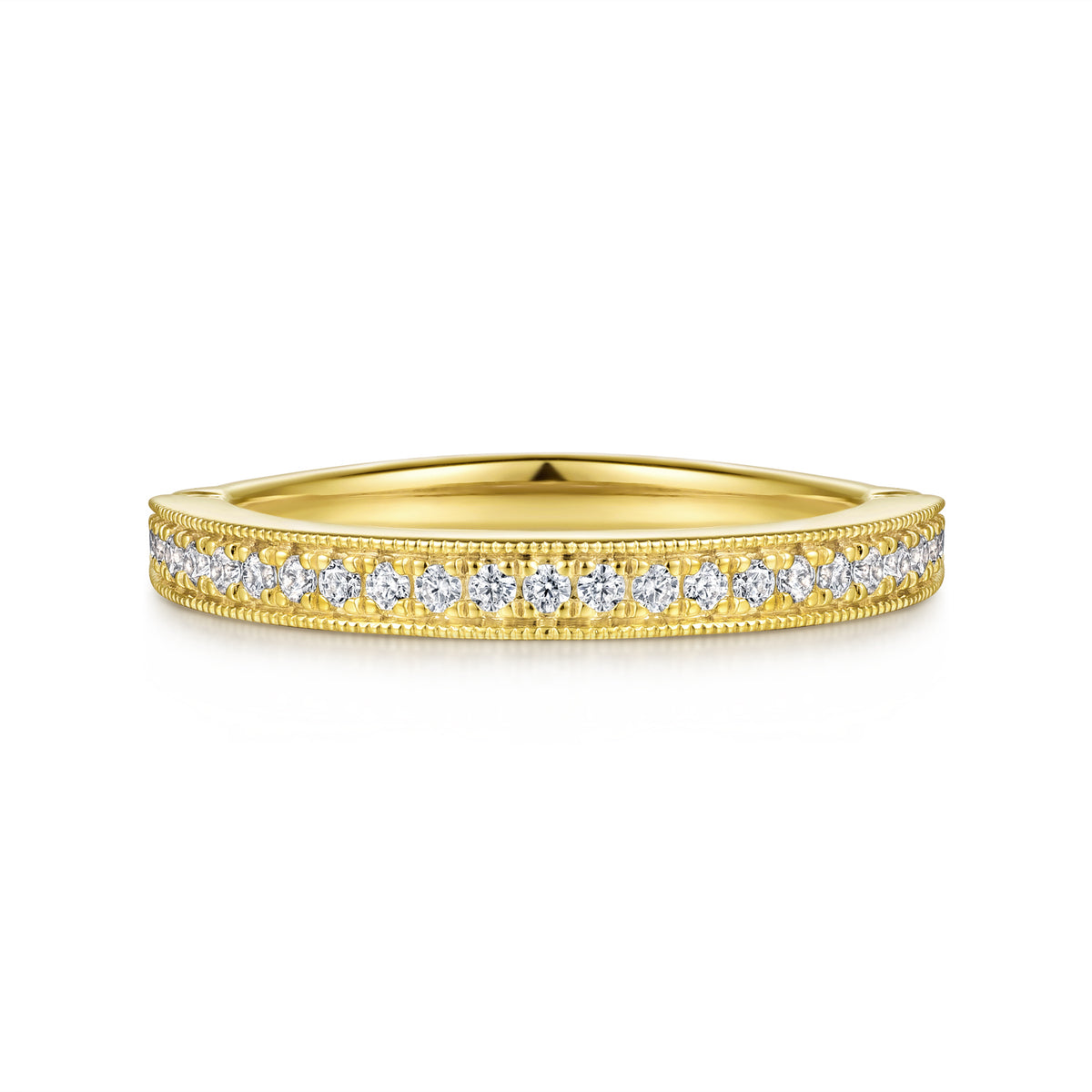 14K Yellow Gold Diamond Matching Wedding Band - View 1