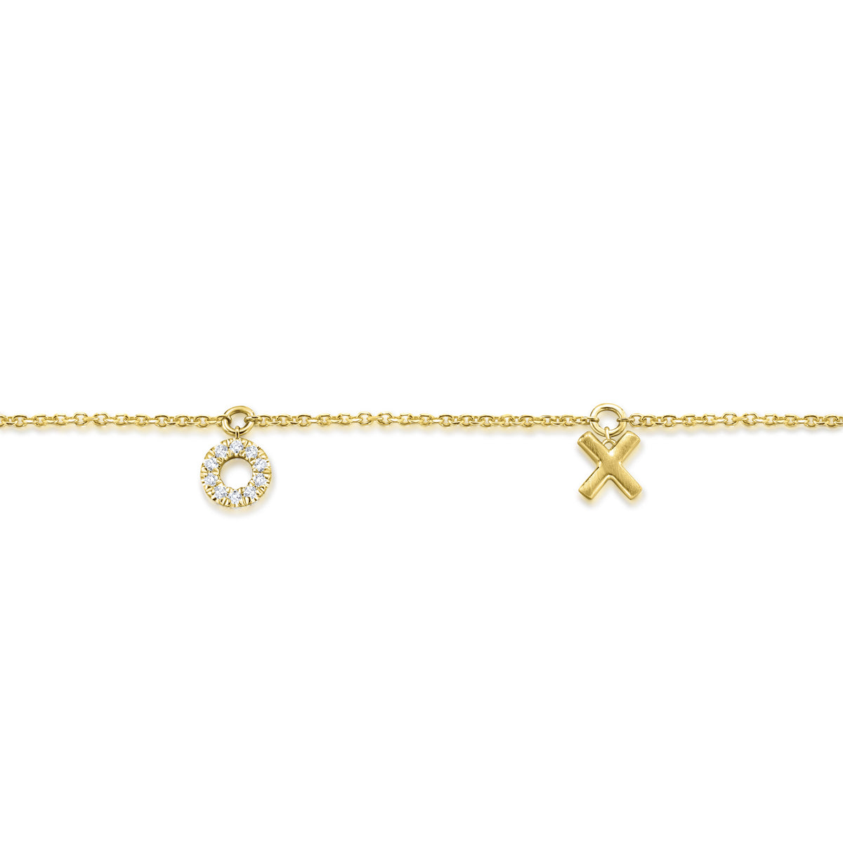 14K Yellow Gold Diamond XOXO Bracelet - View 2