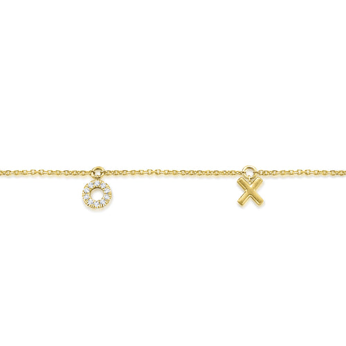 14K Yellow Gold Diamond XOXO Bracelet