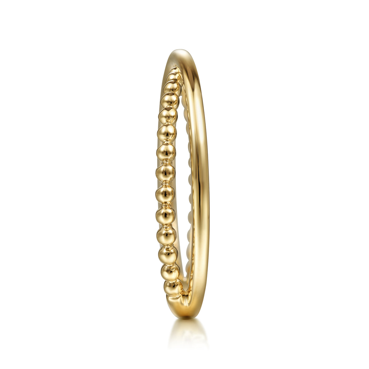 14K Yellow Gold Beaded Criss Cross Ring - View 4