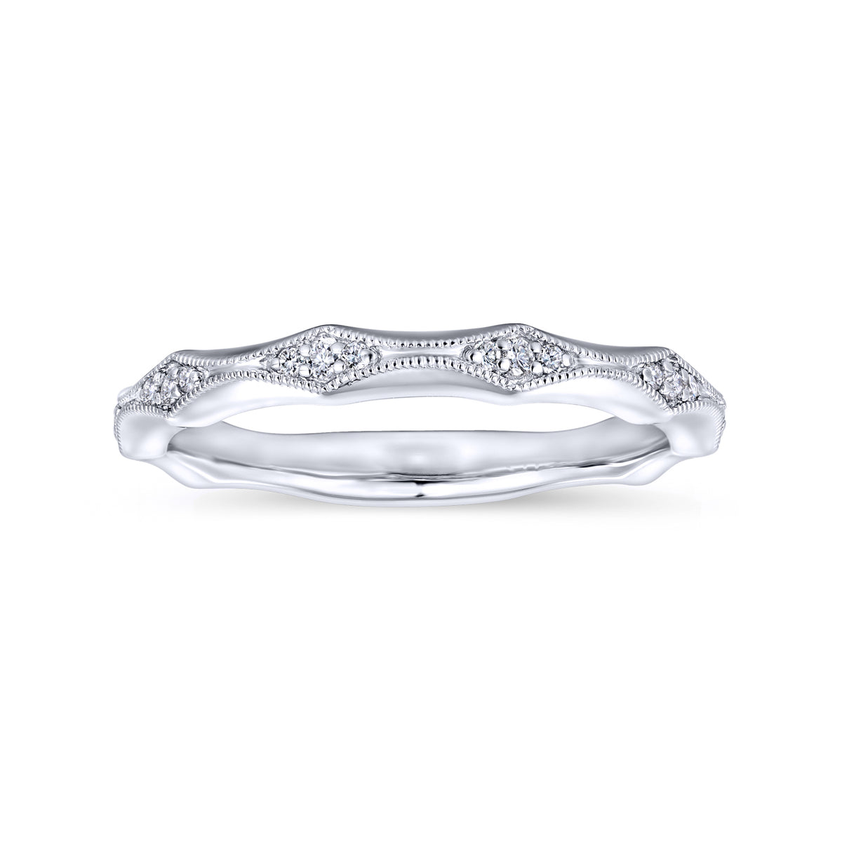 14K White Gold Matching Wedding Band - View 5