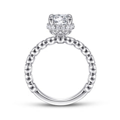 Vintage Inspired 14K White Gold Round Diamond Engagement Ring thumbnail 2
