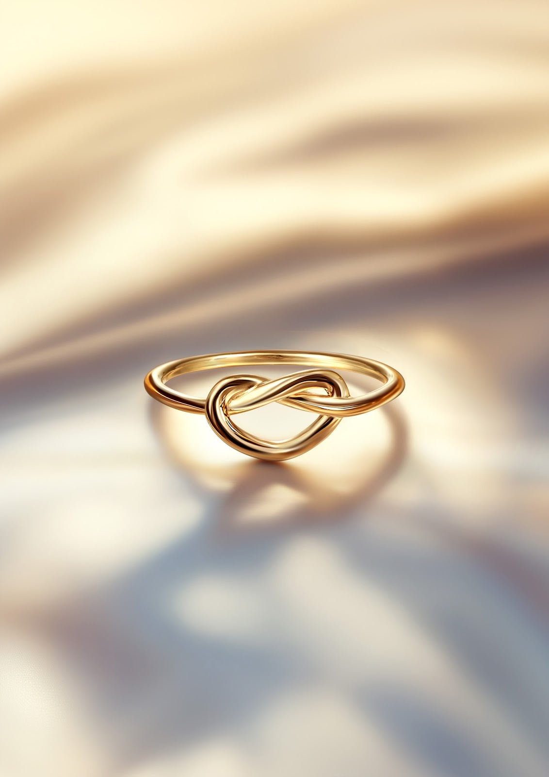 14K Yellow Gold Twisted Heart Pretzel Ring - View 6
