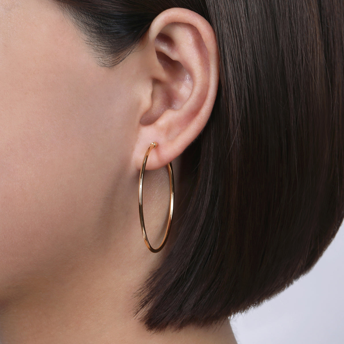 14K Rose Gold 40mm Round Classic Hoop Earrings - View 2