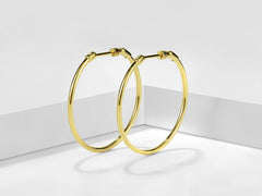 14K Yellow Gold Classic Hoop Earrings, 30mm thumbnail 3