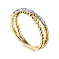 14K Yellow Gold Diamond Stackable Ring thumbnail 3