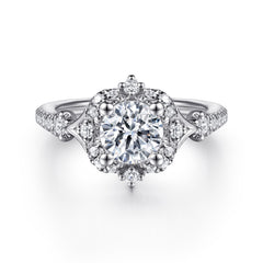 Victorian Round Halo Diamond Engagement Ring - 0.34 CTW thumbnail 1