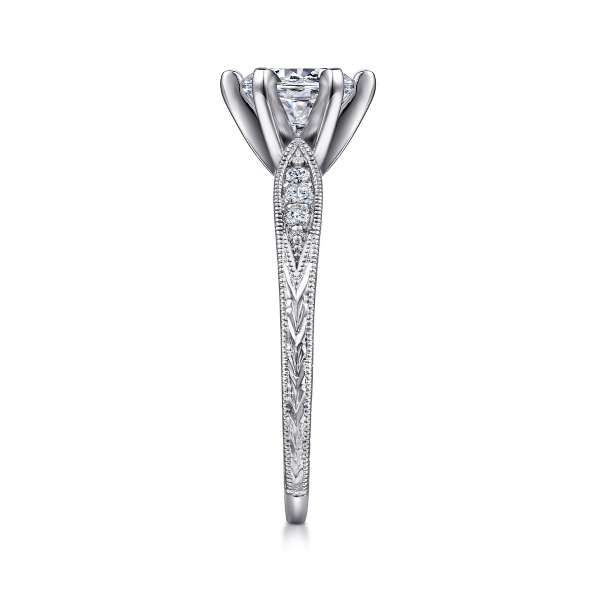 Victorian 14K Gold Round Diamond Engagement Ring - 0.09 CTW - View 6