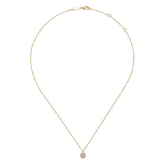 14K Yellow Gold Octagonal Pavé Diamond Pendant Necklace thumbnail 2