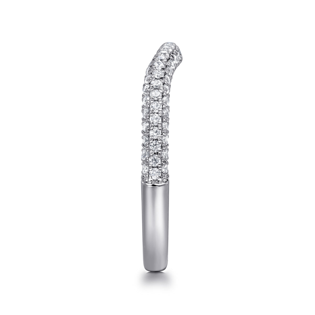 14K White Gold Diamond Wedding Band - View 5