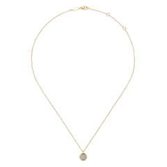 14K Yellow-White Gold Round Pavé Diamond Cluster Pendant Necklace with Bezel Frame thumbnail 2