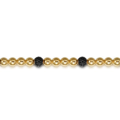 14K Yellow Gold Black Diamond and 6mm Yellow Gold Beaded Mens Bracelet thumbnail 2