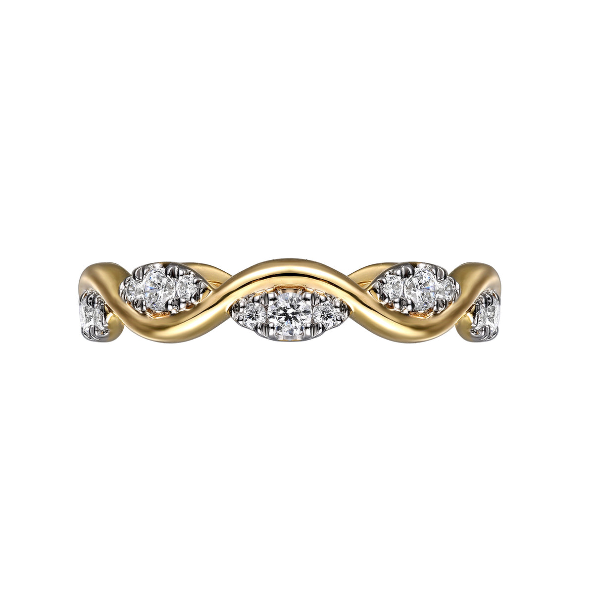 14K Yellow Gold Diamond Stackable Ring, 0.21ct - View 6