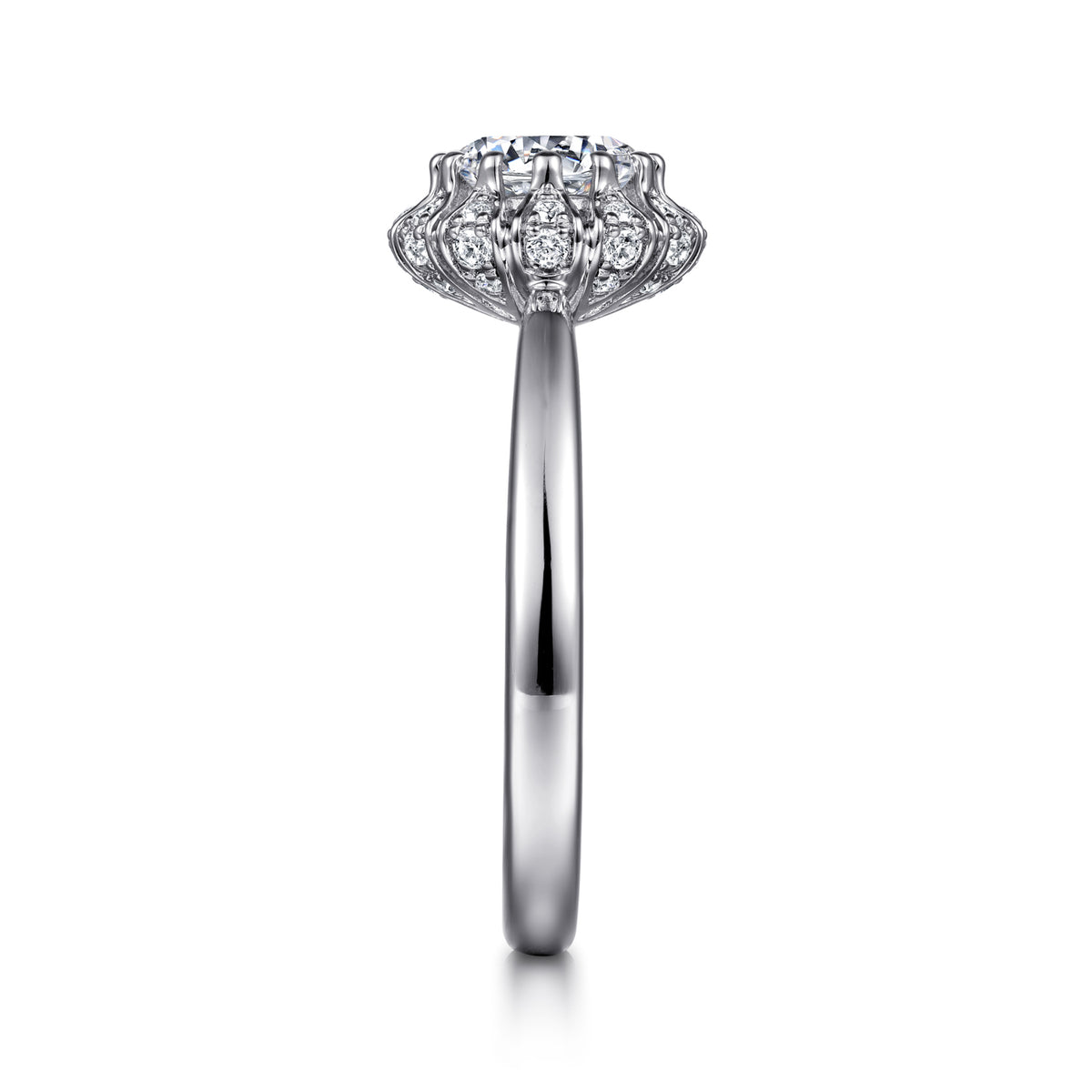 Contemporary Round Halo Diamond Engagement Ring - View 5