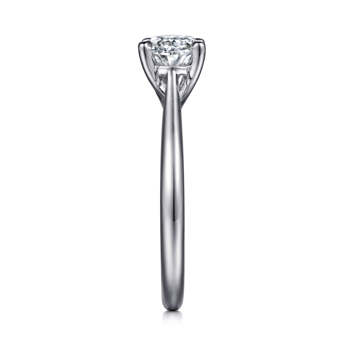 East-West Oval Solitaire Diamond Engagement Ring - View 5