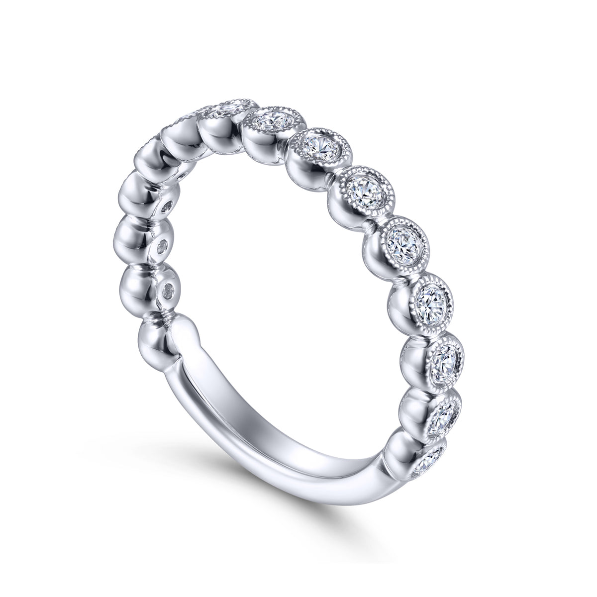 Vintage 14K White Gold Diamond Matching Wedding Band - View 3