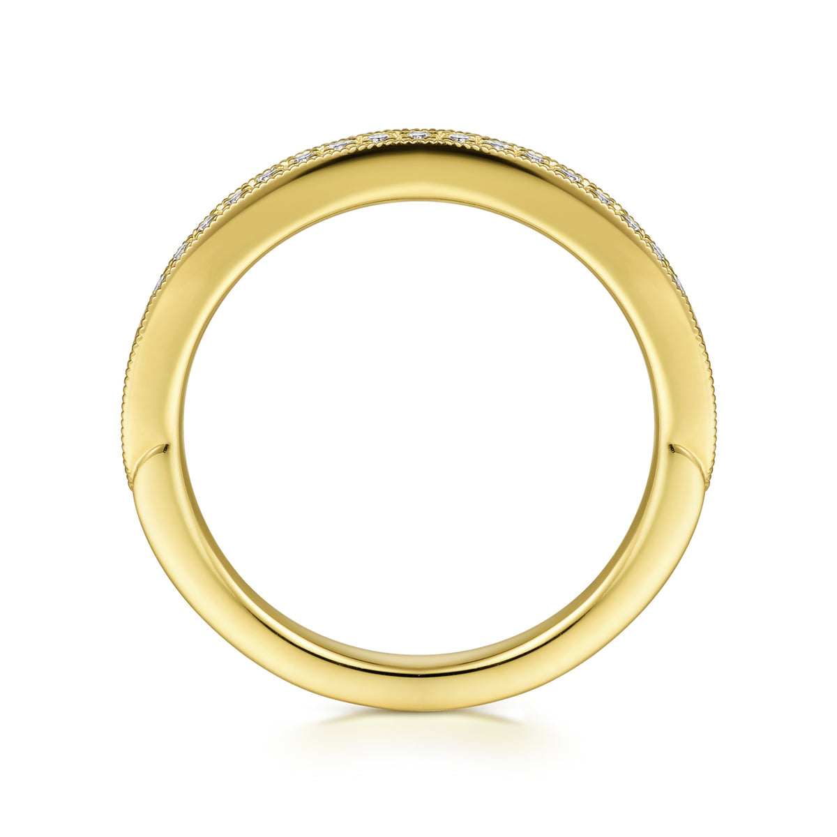 14K Yellow Gold Diamond Matching Wedding Band - View 2