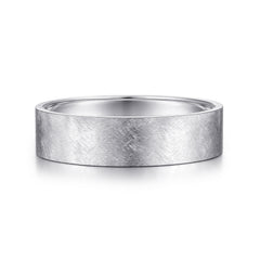 14K White Gold 6mm Brushed Finish Men's Wedding Band thumbnail 1