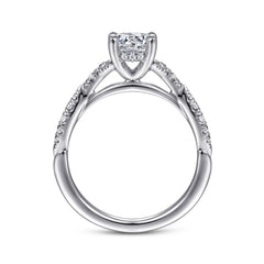 14K White Gold Split Shank Round Diamond Engagement Ring thumbnail 2