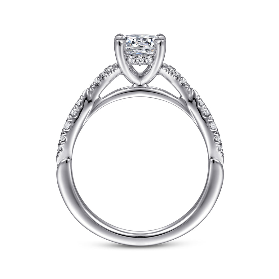 14K White Gold Split Shank Round Diamond Engagement Ring