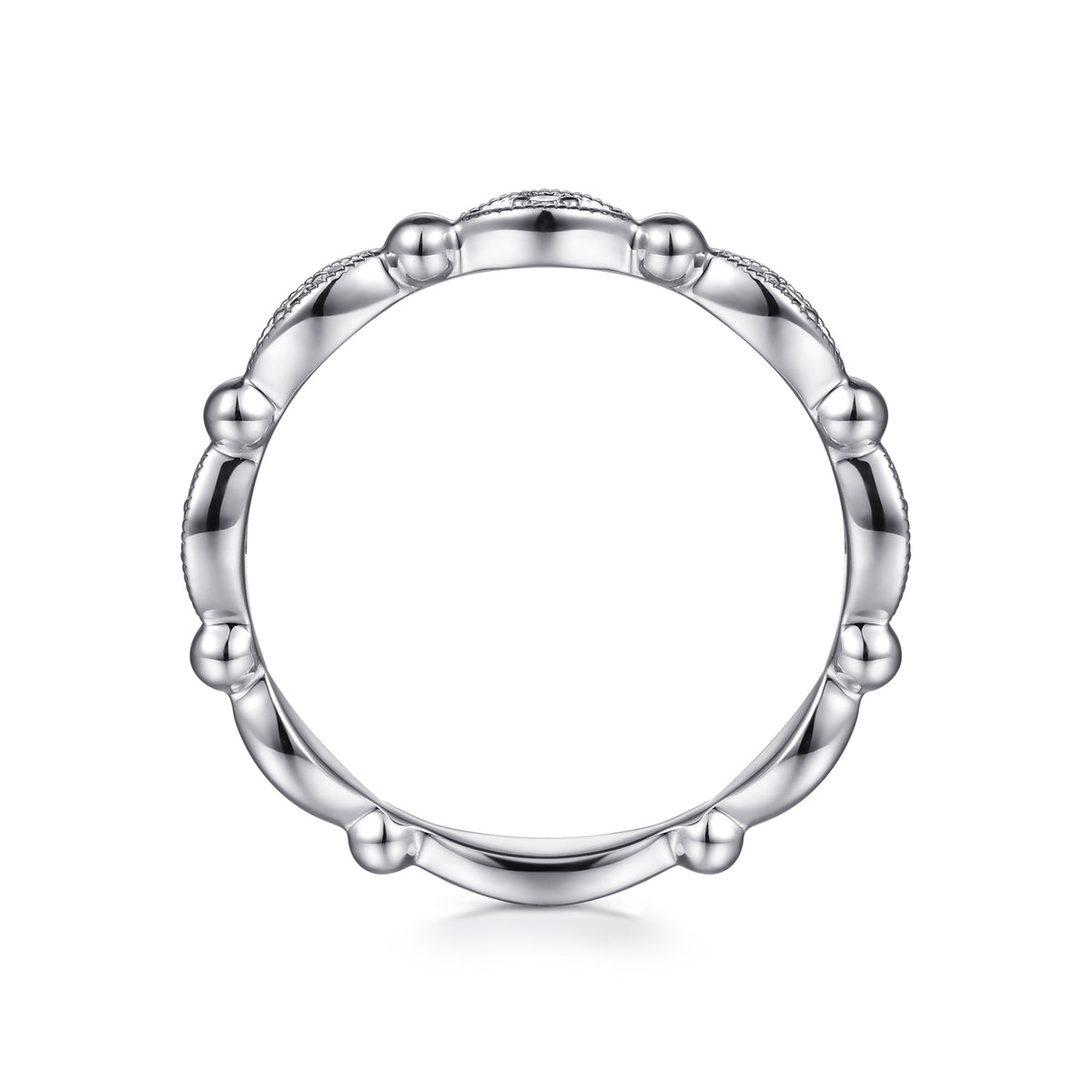 14K White Gold Diamond Stackable Ring - View 2