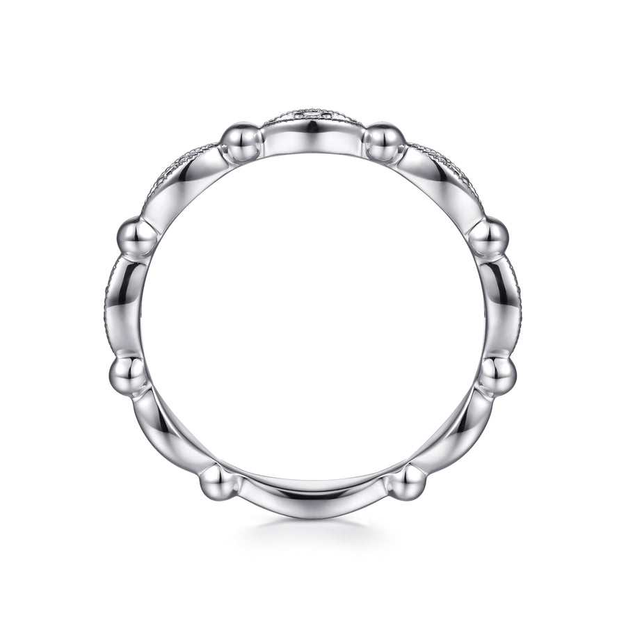 14K White Gold Diamond Stackable Ring