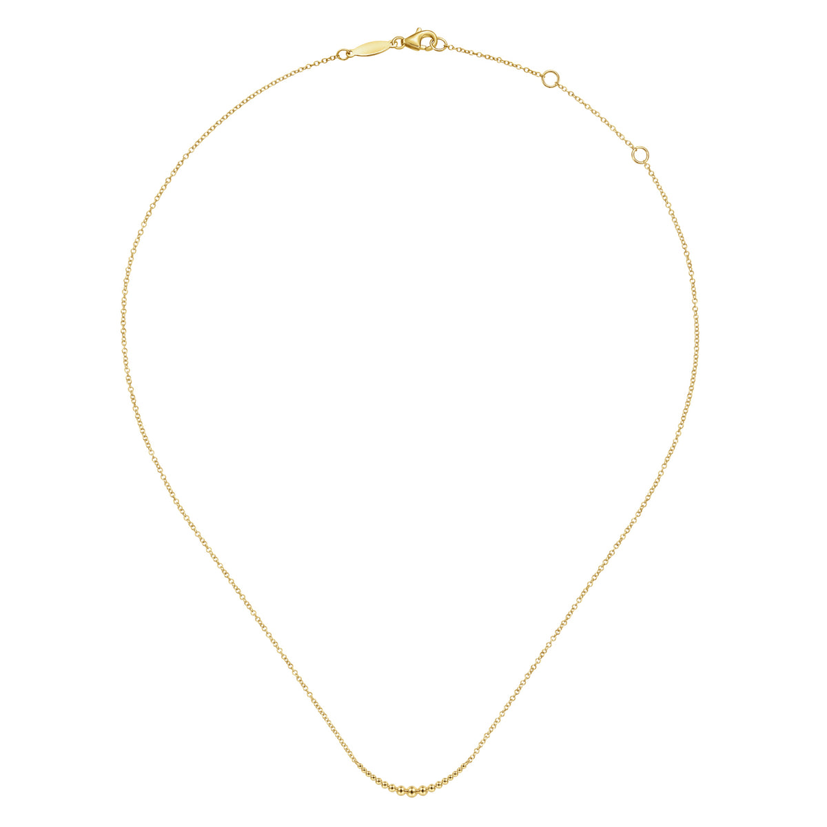 14K Yellow Gold Graduating Beads Curved Bar Necklace - View 2