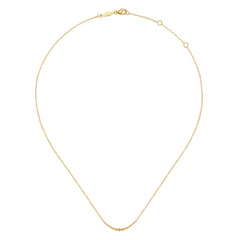 14K Yellow Gold Graduating Beads Curved Bar Necklace thumbnail 2