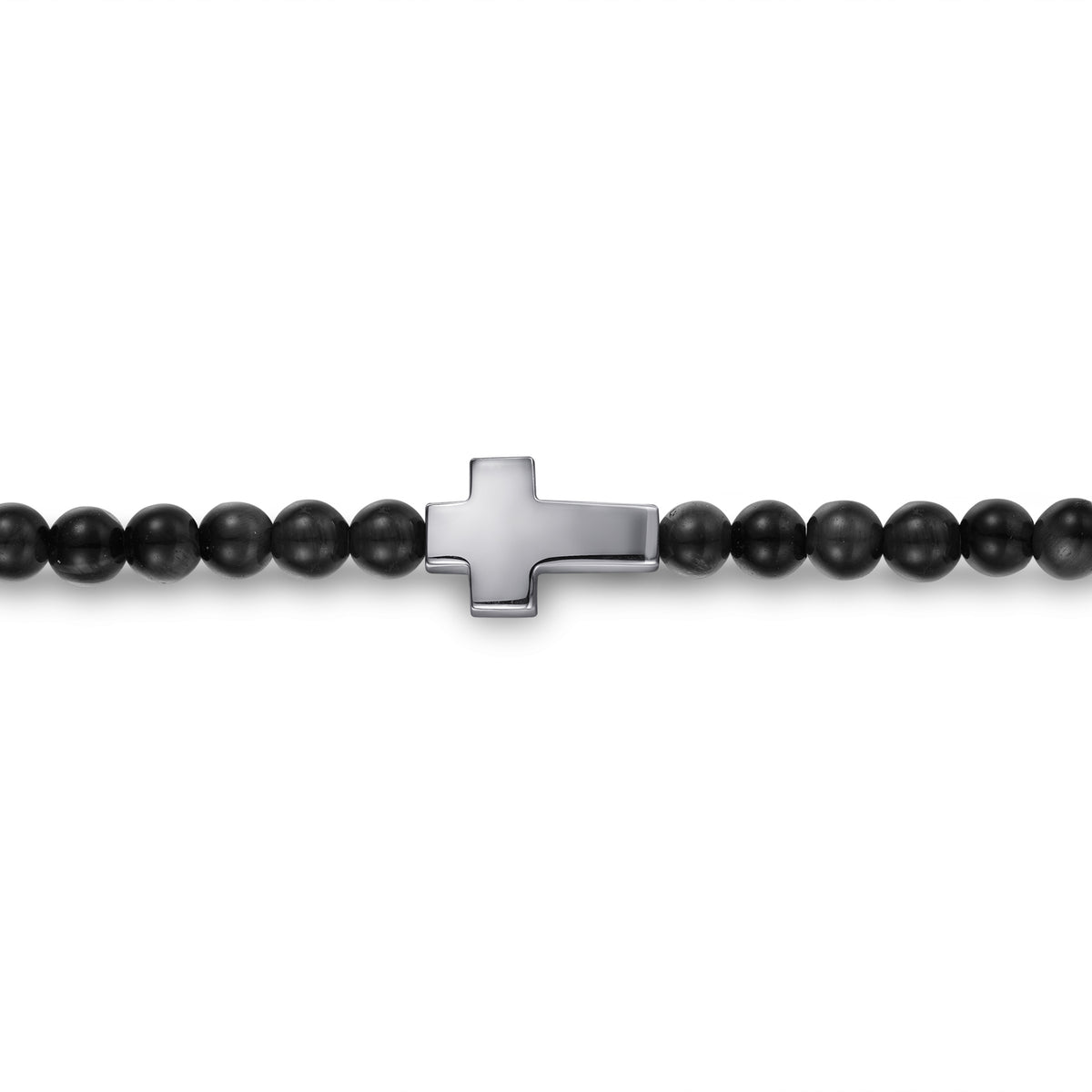 925 Sterling Silver Onyx Beads Cross Bracelet - View 2
