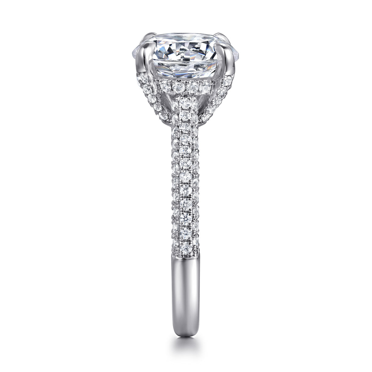 14K Gold Round Pavé Diamond Engagement Ring - View 5