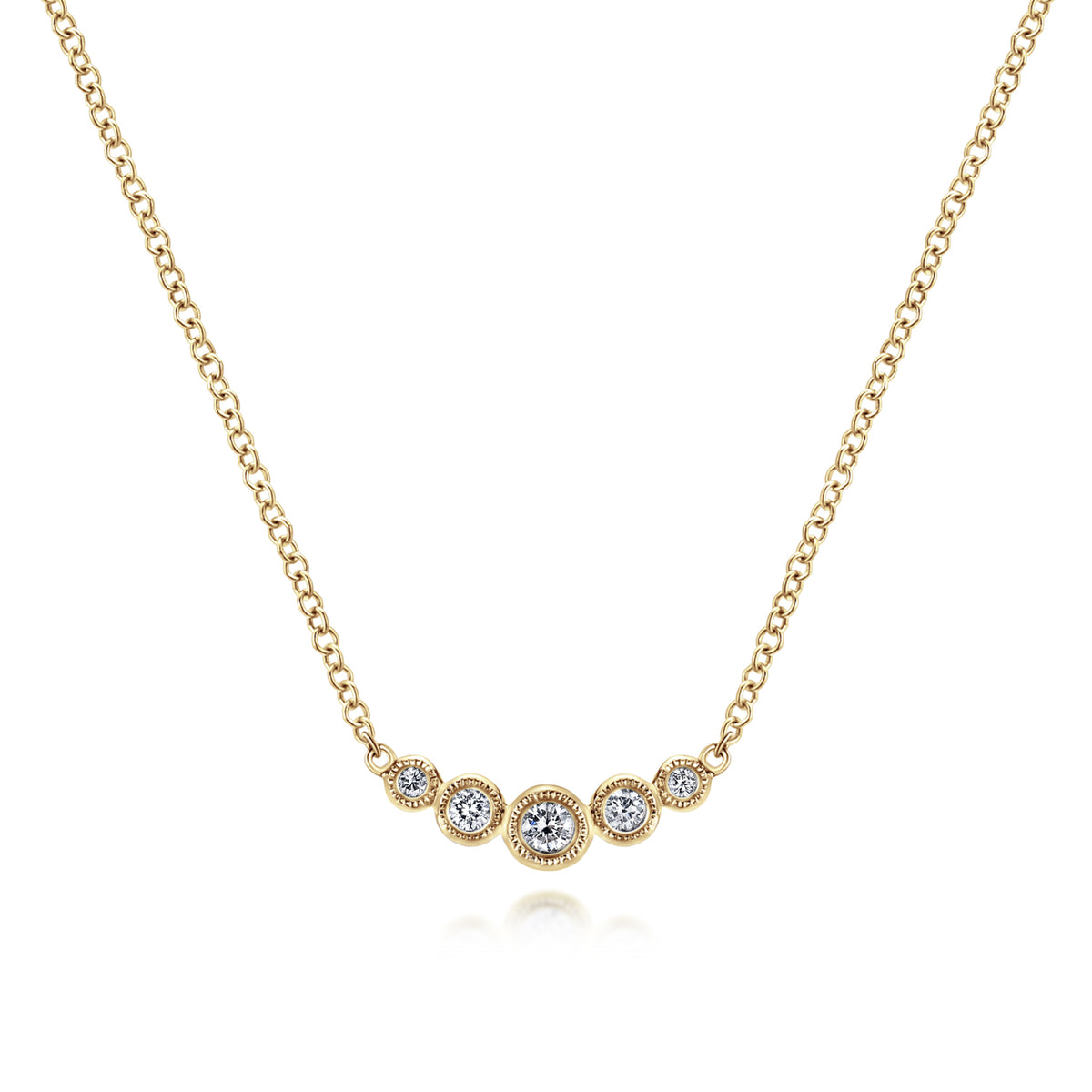 14K Yellow Gold Diamond Bar Necklace, 0.1ct - View 1