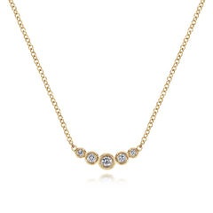 14K Yellow Gold Diamond Bar Necklace, 0.1ct thumbnail 1