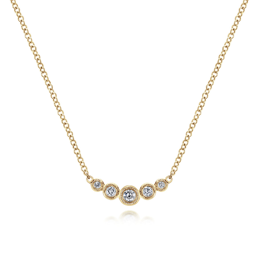 14K Yellow Gold Diamond Bar Necklace, 0.1ct