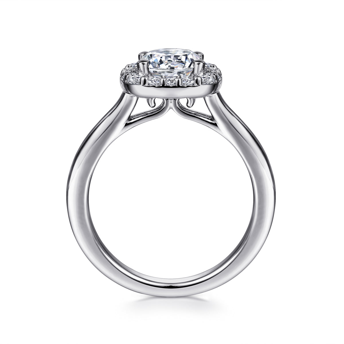Round Lab-Grown Diamond Cushion Halo Engagement Ring - View 2