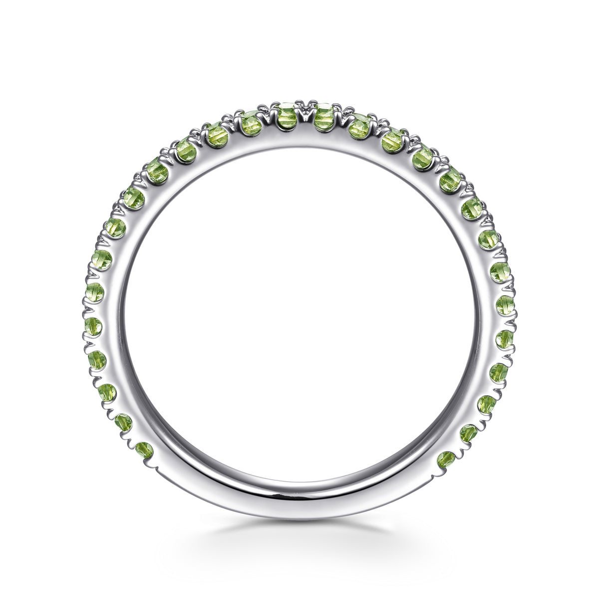 14K White Gold Peridot Stackable Ring - View 2