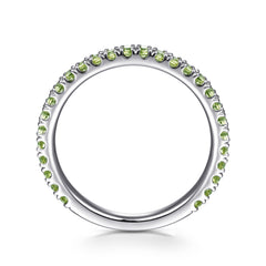 14K White Gold Peridot Stackable Ring thumbnail 2