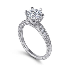 Victorian 14K Gold Round Diamond Engagement Ring - 0.09 CTW thumbnail 3