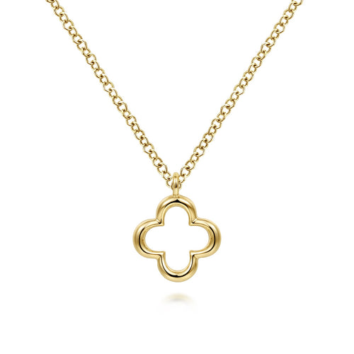 Collier avec pendentif trèfle en or jaune 14 carats