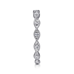 14K White Gold Twisted Diamond Stackable Ring thumbnail 4