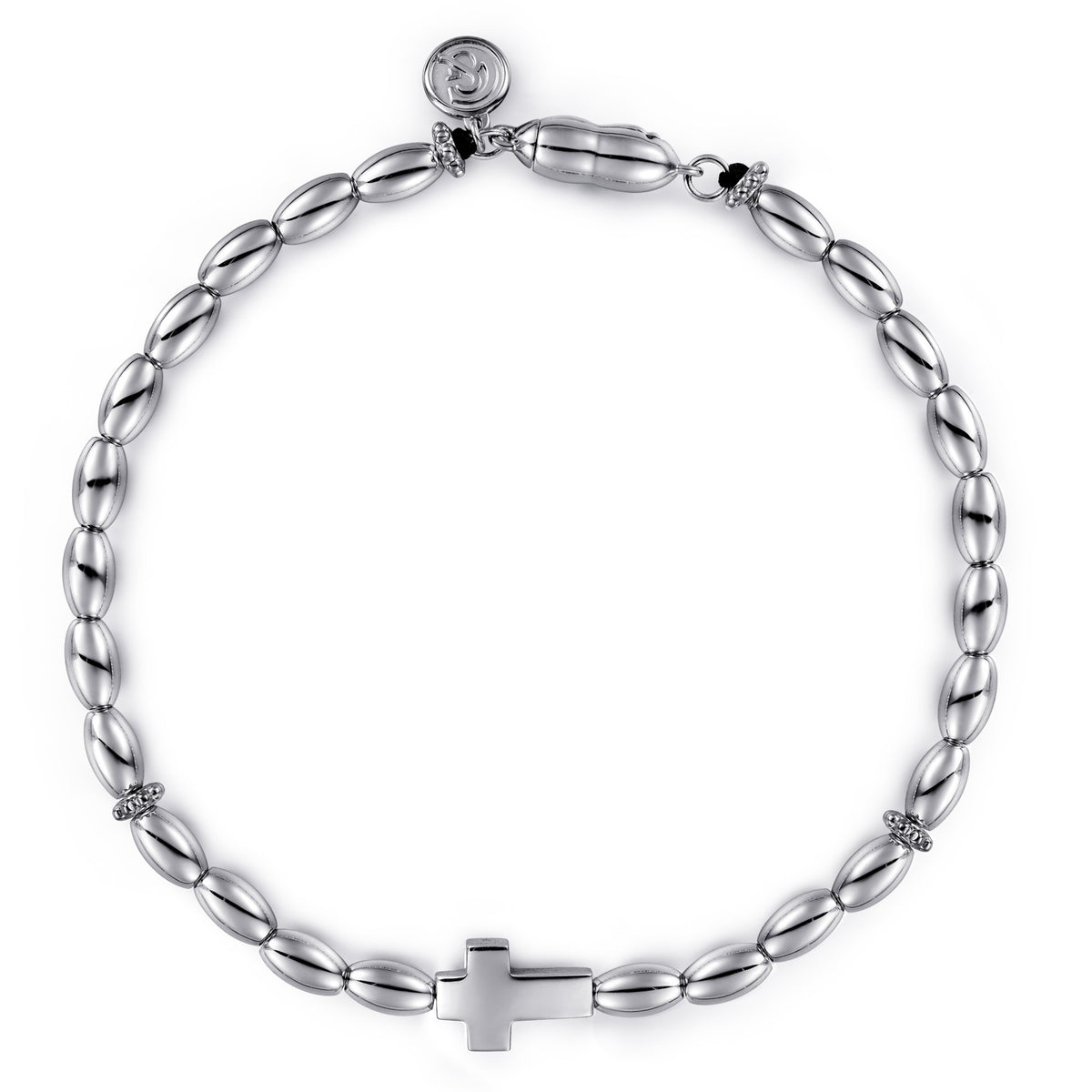 925 Sterling Silver Beaded Cross Bracelet - View 1